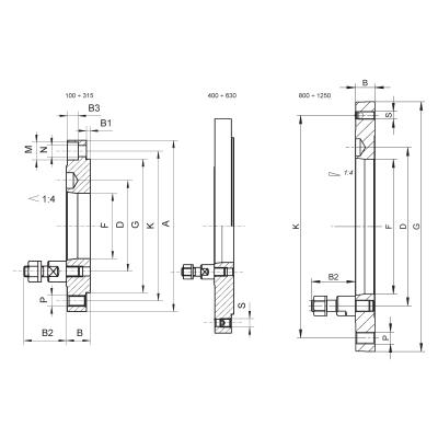 BISON Adapter Ø400 mm-DIN 55027 (Bajonet)-for centrerpatron med flange position DIN 6350-Kgl. 11 (8230-400-11-X)